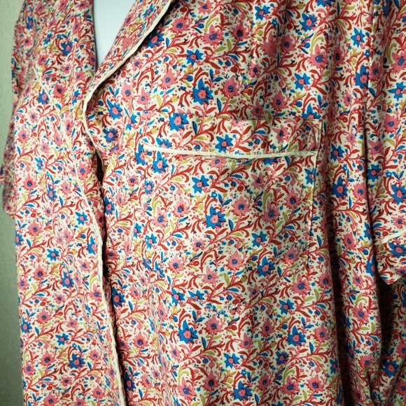 Loft Women's Sz S Classic Floral Pajamas Button Front Top Cropped Pant (1240) - Picture 4 of 11